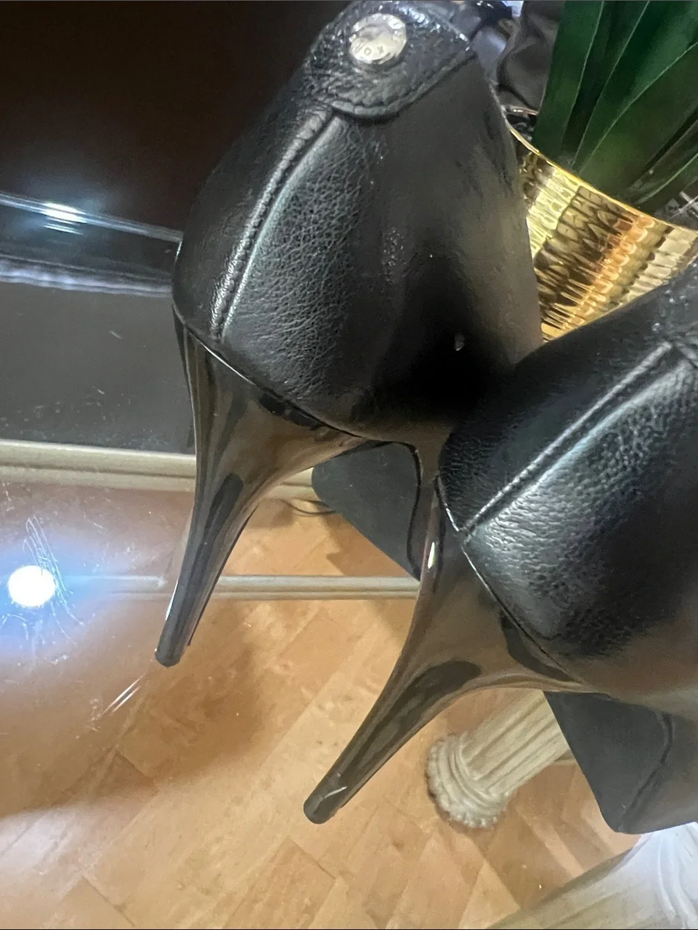 Michael Kors Black Leather Peep-Toe Stiletto Heels